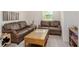 Inviting living room with leather sofas, a lift-top coffee table, and cozy decor at 3238 Viceroy Ct, Poinciana, FL 34759