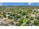 Aerial view showcasing a neighborhood with mature tree coverage, various homes, and backyard pools at 334 Terrace Dr, Oviedo, FL 32765