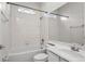 Bright bathroom features a shower-tub combo and an oversized mirror at 850 Spring Oak Cir, Orlando, FL 32828