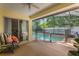Screened patio featuring pool access and comfortable seating, ideal for relaxing and entertaining guests at 1018 Featherstone Cir, Ocoee, FL 34761