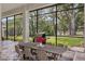 Outdoor patio with dining table and chairs, BBQ grill, and lovely views of the green backyard at 1716 Greystone Ct, Longwood, FL 32779