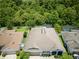 Aerial view of a single Gathering home with a large roof, screened lanai and lush backyard at 2952 Boating Blvd, Kissimmee, FL 34746