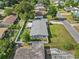 Aerial view of a charming single-story home with a fenced yard and well-maintained landscaping at 4604 S Shore Rd, Orlando, FL 32839