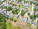 Aerial view of neighborhood showing multiple homes, mature trees, well-maintained landscaping, and community layout at 5126 Rishley Run Way, Mount Dora, FL 32757