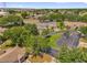 Aerial view showcases townhomes with landscaping and convenient parking, nestled in a neighborhood near a highway at 543 Azinger Cir, Orlando, FL 32824