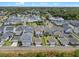 Aerial view of a residential neighborhood featuring neatly arranged homes, green lawns, and tree-lined streets under a blue sky at 908 Tilden Oaks Trl, Winter Garden, FL 34787