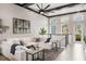 Bright and airy living room with high ceilings, large windows, and a comfortable white sectional sofa at 9255 Doherty Pl, Orlando, FL 32827