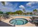 A luxurious jacuzzi and pool area surrounded by lush landscaping and seating at 242 Coco Plum Dr, Davenport, FL 33897