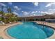 Relaxing community pool surrounded by lounge chairs and lush palm trees, perfect for soaking up the sun at 242 Coco Plum Dr, Davenport, FL 33897