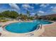 Resort-style pool with inviting blue water surrounded by palm trees and comfortable lounge chairs under sunny skies at 242 Coco Plum Dr, Davenport, FL 33897