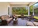 This beautiful screened patio includes comfortable wicker furniture and relaxing outdoor space at 2423 Datura Loop, St Cloud, FL 34772