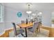 Chic dining room with a modern wood table, gray chairs, and decorative artwork at 2610 Cloudcroft Dr, Apopka, FL 32703