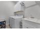 Laundry room boasts a washer, dryer, storage, and a utility sink at 3078 Isles Way, New Smyrna Beach, FL 32168