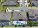 Aerial view of a private backyard featuring a sparkling pool, patio area, and landscaped yard for outdoor enjoyment at 3332 Lone Cypress Pt, Oviedo, FL 32765