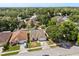 Aerial view of a residential neighborhood showcasing well-maintained homes and mature trees at 342 Hanging Moss Cir, Lake Mary, FL 32746