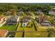 Aerial view of the property showcasing a pool, complemented by lush landscaping and a well-maintained yard at 675 Primrose Willow Way, Apopka, FL 32712