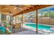 Relax in the shade in the covered patio with a view of the pool at 105 Elizabeth Ave, Altamonte Springs, FL 32701