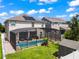 Aerial view of backyard with a screened pool and a storage shed at 1706 Leatherback Ln, St Cloud, FL 34771