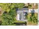 Overhead aerial view of the house showcasing the roof, yard, and surrounding trees providing shade and privacy at 2277 Clearwater Dr, Deltona, FL 32738
