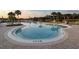 Gorgeous community pool with palm trees and plenty of space for lounge chairs at 3661 Kingswood Ct, Clermont, FL 34711