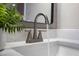 Close-up shot of a modern stainless steel faucet with granite countertops and decorative plant at 507 Peach Tree Ln, Altamonte Springs, FL 32701