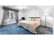 Comfortable bedroom featuring a patterned bedspread, side tables, and a bright window with curtains at 6330 Masters Blvd # N4, Orlando, FL 32819