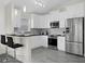 Stylish kitchen with white cabinetry, stainless appliances, and a breakfast bar at 833 Lockbreeze Dr, Davenport, FL 33897