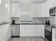 Modern kitchen featuring white cabinets, stainless steel appliances, and stylish backsplash at 833 Lockbreeze Dr, Davenport, FL 33897