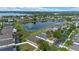 Aerial view of homes backing up to a pond with lush green lawns and mature trees at 2407 Oakington St, Winter Garden, FL 34787