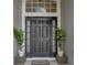 Inviting front entrance with a black front door, sidelights, transom window and decorative plants at 2407 Oakington St, Winter Garden, FL 34787