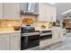 Close up of a modern kitchen equipped with sleek stainless steel appliances and contemporary finishes at 335 Debary Ave, Debary, FL 32713
