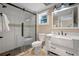Modern bathroom featuring a glass-enclosed shower and updated fixtures at 611 S Atlantic Ave # 4212, New Smyrna Beach, FL 32169