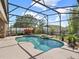 Beautiful kidney-shaped screened-in pool with ample patio space and lush landscaping providing privacy at 14315 Letham Grange Ct, Orlando, FL 32828