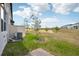 The backyard with an AC unit, young landscaping, a privacy fence and a brick paver patio at 16466 Bird Of Paradise Ave, Clermont, FL 34714