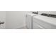 Laundry area with modern white washer and dryer units, ready for convenient laundry tasks at 16466 Bird Of Paradise Ave, Clermont, FL 34714