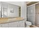 Bathroom featuring single sink vanity, a toilet, and a shower with sliding glass doors at 2028 Sussex Rd, Winter Park, FL 32792