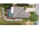A bird's eye view shows a private backyard oasis with a screened pool and ample patio space for entertaining at 2260 The Oaks Blvd, Kissimmee, FL 34746