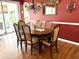 Dining room offers a wooden table with seating for six, complemented by a chandelier and decorative mirror at 24125 Peekskill St, Leesburg, FL 34748