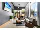 Stylish lounge area featuring comfortable seating, large windows, and a TV for entertainment at 2718 Bushman Dr, Kissimmee, FL 34746