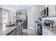 Stylish kitchen with granite countertops, modern appliances, and gray cabinets offering ample storage space at 3206 Partington Blvd, Davenport, FL 33837