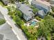 Aerial view of home shows neighborhood and backyard pool at 8263 Bellow St, Orlando, FL 32827