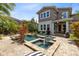Back exterior of home showcases the large pool and patio area with the in-ground hot tub at 8263 Bellow St, Orlando, FL 32827