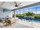 Covered outdoor living space with tv, outdoor furniture, and a swimming pool at 13807 Tybee Beach Ln, Orlando, FL 32827