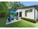 Expansive backyard featuring a patio with comfortable seating, outdoor kitchen and privacy landscaping at 1624 E Livingston St, Orlando, FL 32803
