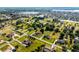This aerial view shows a neighborhood with easy access to a tranquil lake and a sprawling cityscape nearby at 2726 La Alameda Ave, Kissimmee, FL 34746