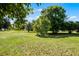 Scenic backyard featuring a lush green lawn and mature shade trees, perfect for relaxation at 2726 La Alameda Ave, Kissimmee, FL 34746