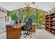 Bright office space featuring a large window with lush greenery and a modern desk at 3359 Scarlet Dr, Sanford, FL 32773
