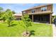 View of backyard with manicured lawn and view of home and screened in patio at 613 Crownclover Ave, Orlando, FL 32828