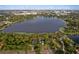 Expansive lake view surrounded by trees with neighborhood in the foreground and city skyline in distance at 7470 Lake Marsha Dr, Orlando, FL 32819