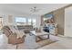 Comfortable living room featuring a sectional sofa, modern lighting, and neutral tones at 1312 Axel Graeson Ave, Kissimmee, FL 34744